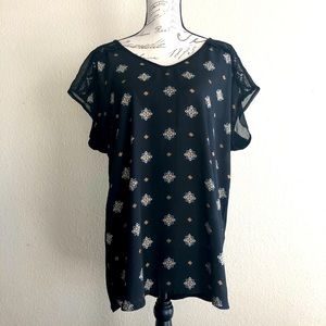 Liberty love black geometric blouse  1x